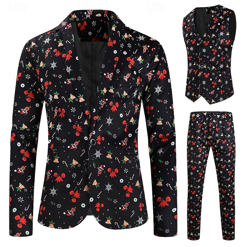 Christmas Party Suit Three Piece Suit Blazer Men's Funny Fancy Dress Adults Christmas New Year Party Trousers waistcoat Suit2