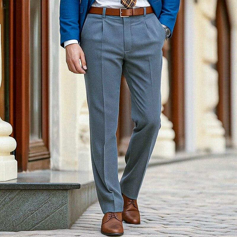 Men's Trousers Dress Pants Corduroy Pants Casual Pants Drawstring Solid Color Comfort Full Length Outdoor Business Daily Fashion Classic Style White Navy Blue Micro-elastic4