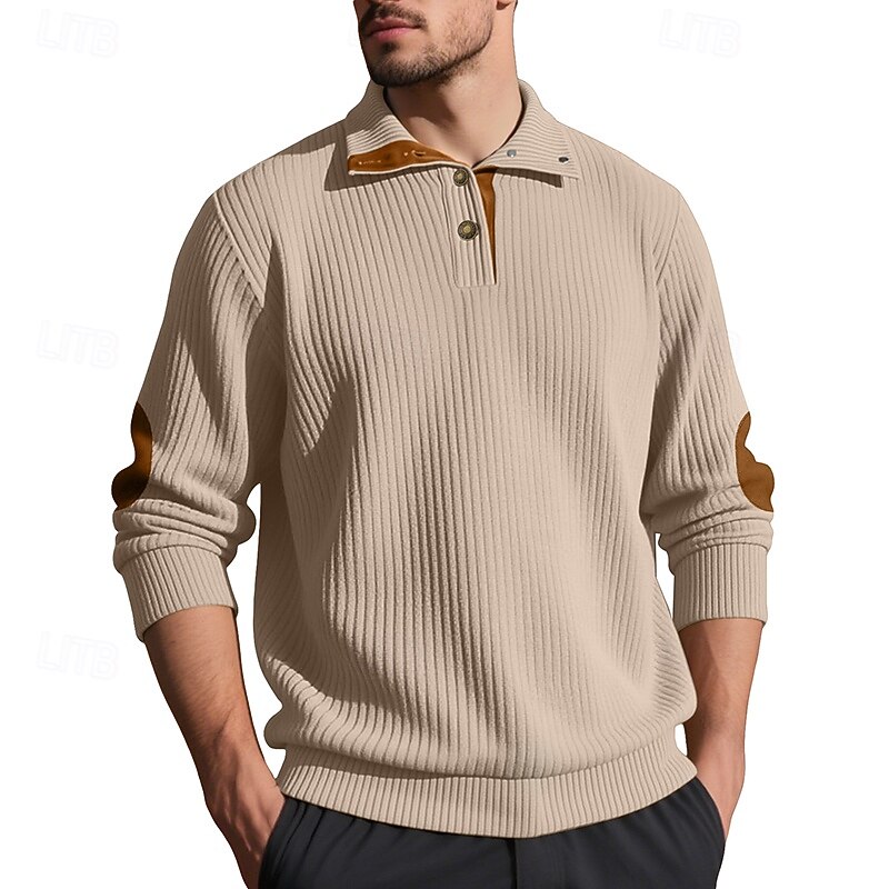 Men's Sweatshirt Corduroy Pullover Hoodie Sweatshirt Pullover Button Up Hoodie Black White Army Green Khaki Gray Standing Collar Plain Patchwork Color Block Sports & Outdoor Casual Daily Streetwear