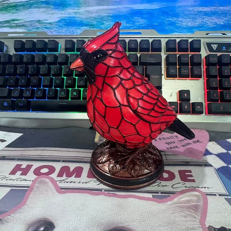 Cardinalis Bird Lamp Resin Cardinalis Night Light Christmas Decorations Red Bird Desktop Ornament for Bedside Livingroom Bedroom Home Decoration3