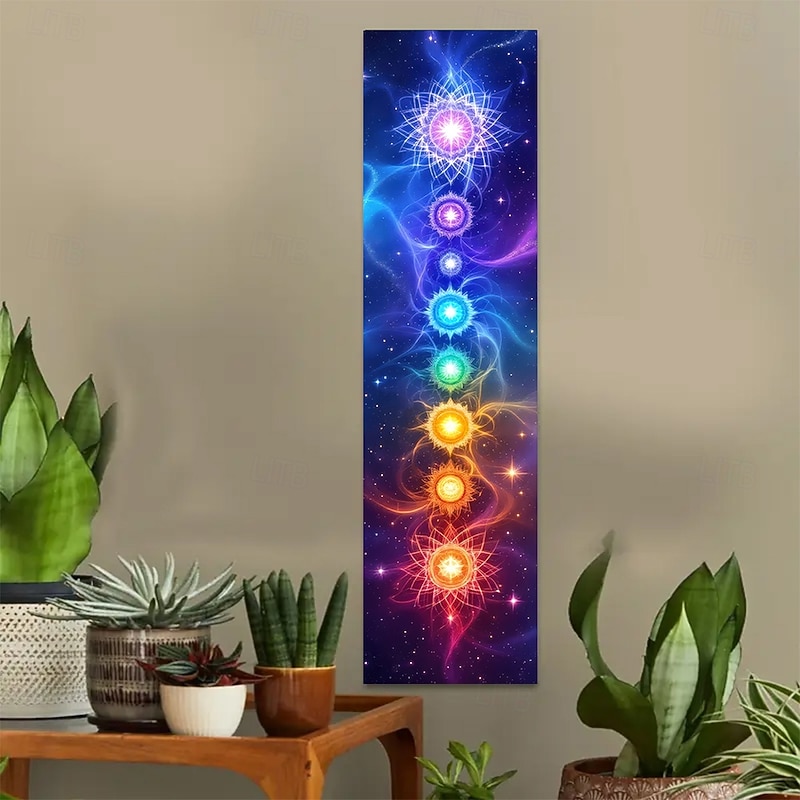 Tapestry Banners Long Vertical Wall Hanging Seven Chakra Yoga Meditation Flower Chakra Galaxy Fantasy Aesthetic Mystic Bedroom Living Room Dorm Wall Porch Home Decor3