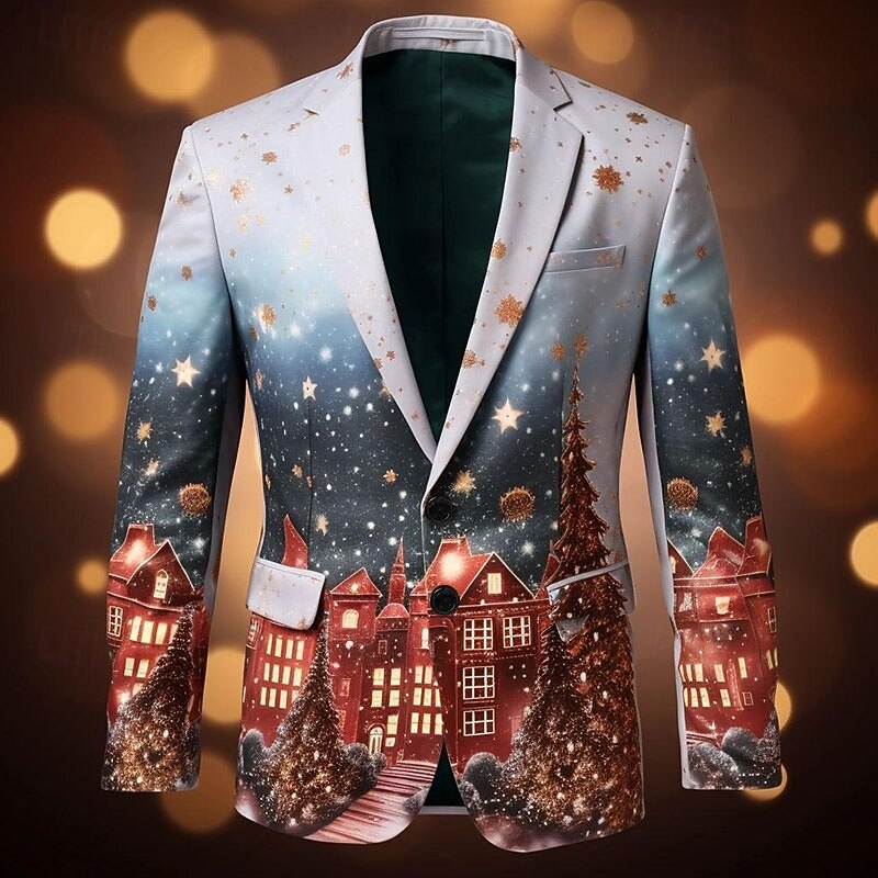 Men's Tree Long Sleeve Turndown Business Work Wear to work Going out Buttons Print Multi Pocket3