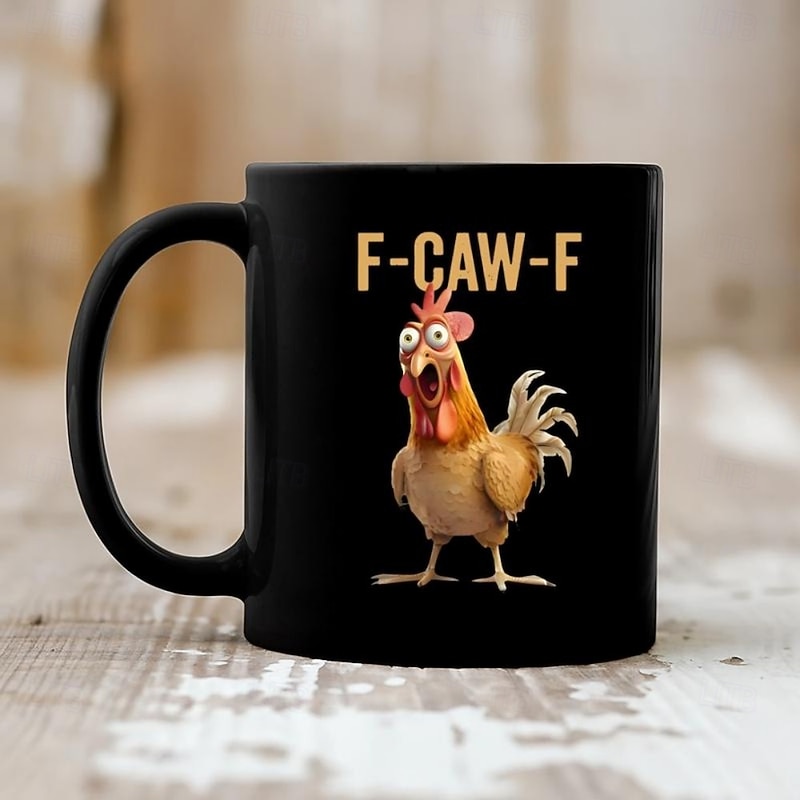 F-Caw-F Funny Chicken Mug Humorous Rooster Coffee Cup Gag Christmas Gift for Friends & Family Ceramic Tea Mug Office Kitchen Birthday Christmas or Funny Gift Idea2