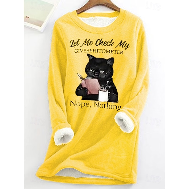Women's Pullover Sweatshirt Graphic Letter Warm Casual Fuzzy Long Sleeve Crew Neck Round Neck Long Tops Street Casual Yellow Pink Red Blue Gray Spring Fall Winter4