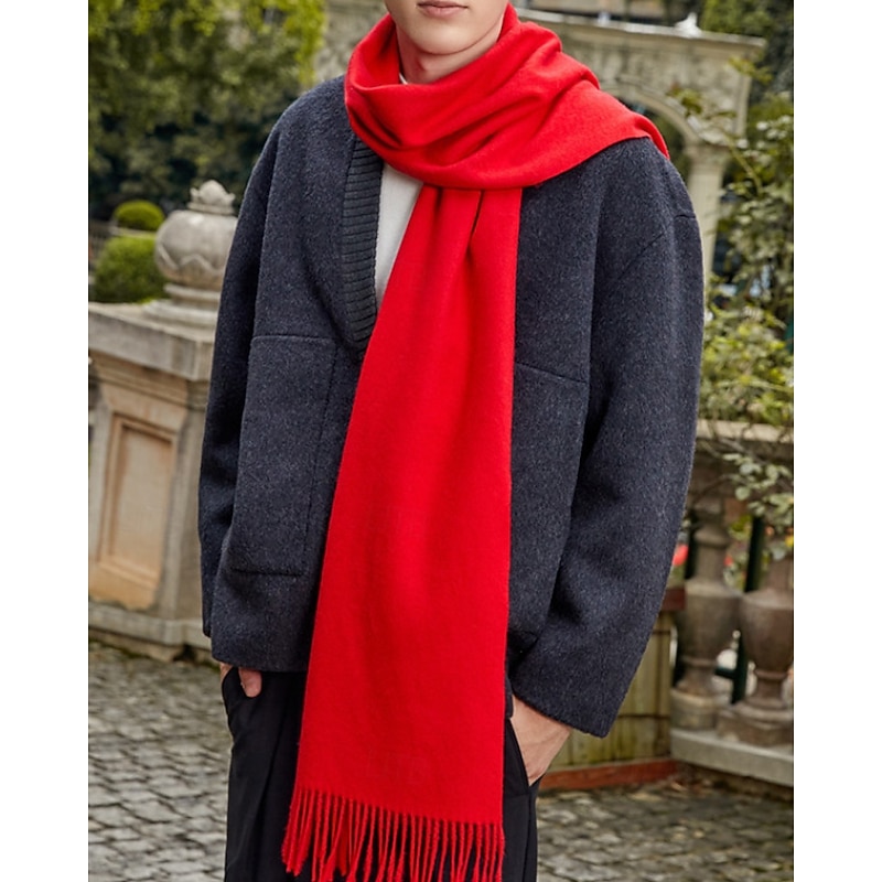 Women's Rectangle Scarf Infinity Scarf Street Holiday Beige Red Purple Scarf Pure Color3