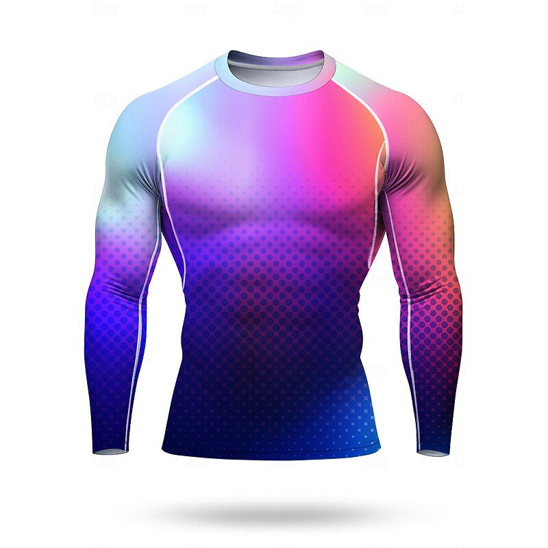Men's Unisex Running T-Shirt Athletic Shirt Gym Shirt Fitness Shirt Workout Shirt Long Sleeve Tee Tshirt Geometric UPF 50 UV Resistant Soft Sweat wicking Mountain Bike / MTB Gym Workout Mountain Bike