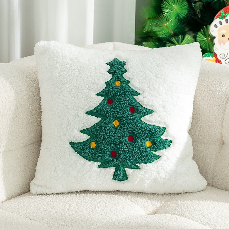 Christmas Throw Pillow Cover, Soft Embroidered Cushion with Santa Claus Design, Festive Holiday Home Decor, Decorative Xmas Accent Pillow for Sofa, Bedroom, Living Room3