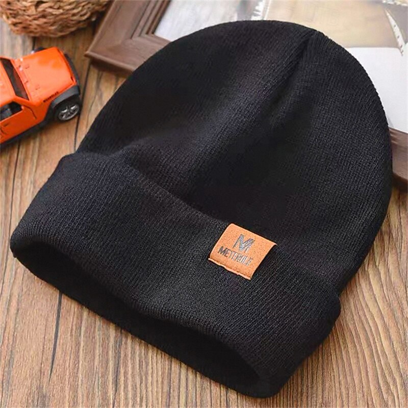 Men's Unisex Beanie Hat Winter Hats Beanies Skull Cap Knit Hat Black Red Acrylic Fibers Knitted Cozy Daily Wear Going out Solid / Plain Color Warm3