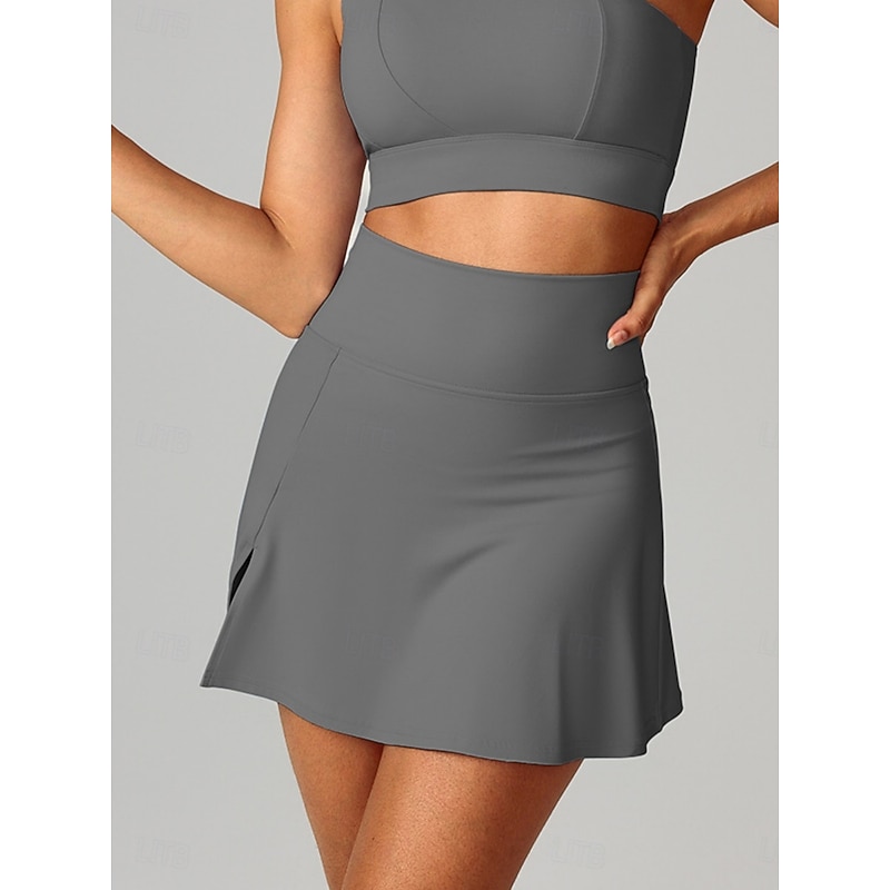 Women's Skirt A Line Fashion Casual Mini High Waist Skirts Plain 2 in 1 Stretchy Sports Outdoor Daily Black White Pink Blue Summer Polyester