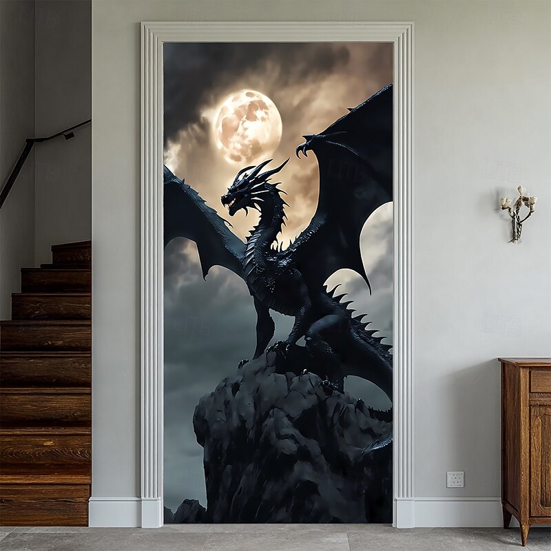 Tapestry Door Cover Outdoor Banners Dragon 3D Fantasy Aesthetic Bedroom Living Room Dorm Teens Room College Dorm Guys Man Cave Frat Bedroom Home Decor4