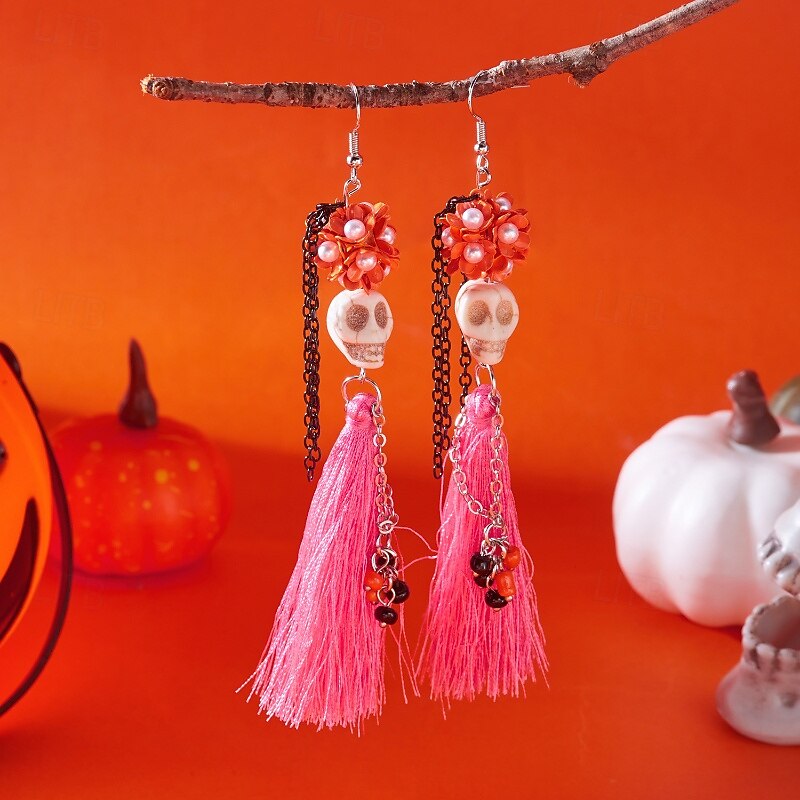 1 Pair Earrings For Women's Halloween Street Date Alloy Tassel Fringe4