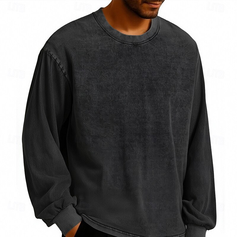 Men's T Shirt Tee Tee Top Long Sleeve Shirt Long Sleeve Crew Neck Spring Fall Plain Fashion Designer Basic Classic Vacation Street Going out Black Pink Army Green Top Tee for Men3