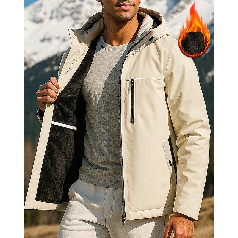 Men's Outdoor Jacket Hiking Jacket Outdoor Fleece Lining Windproof Quick Dry Warm Hiking Outfits Hiking Clothes Winter Autumn / Fall Jacket Hunting Climbing Camping / Hiking / Caving Solid Color