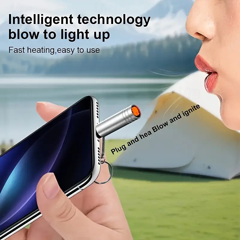 Convenient Usb-c Emergency Lighter - Made Of Aluminum Alloy Requires No Batteries Simply Enable Your Phone's Otg Mode To Use - Automatically Shuts Off After 8 Seconds For Outdoor Safety