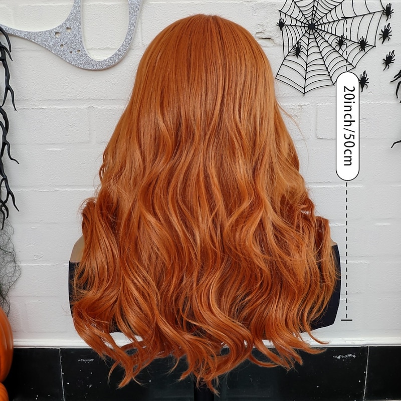 Synthetic Wig Curly Wavy Middle Part Layered Haircut Wig 20 inch Orange / White / Blue Synthetic Hair 20 inch Women's Soft Comfy Orange4
