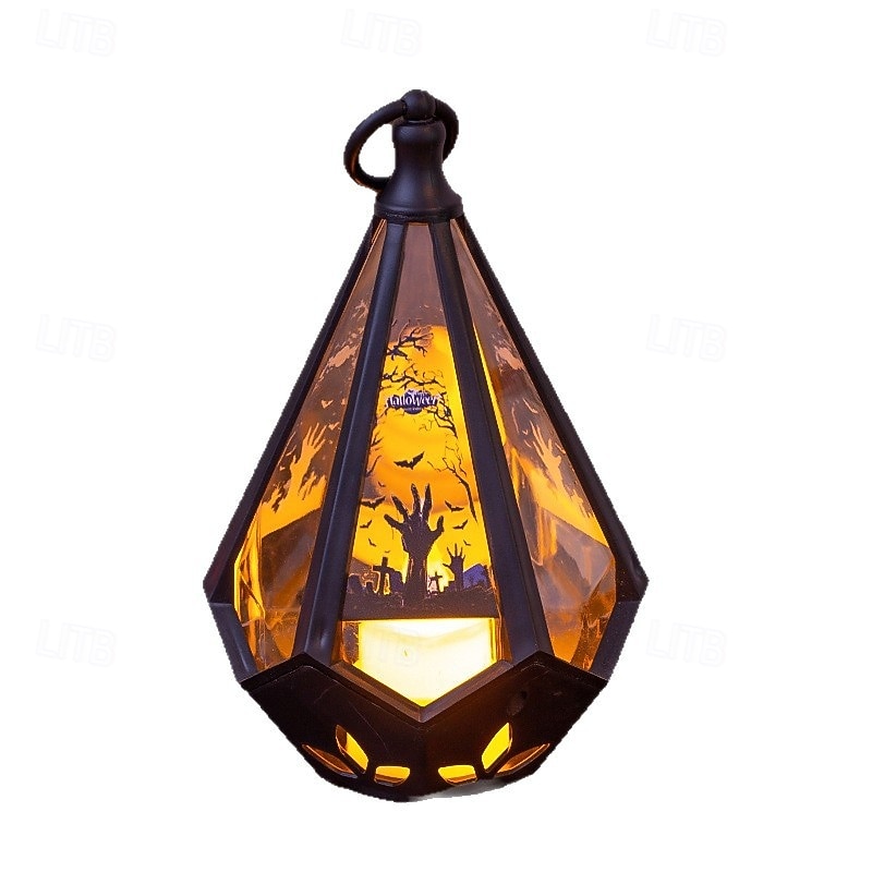 1 Pc 16 * 9.6CM Halloween LED electronic candle light, hand-held lantern pendant light, desktop atmosphere decoration light, indoor and outdoor party night light LR1130 * 3 battery4