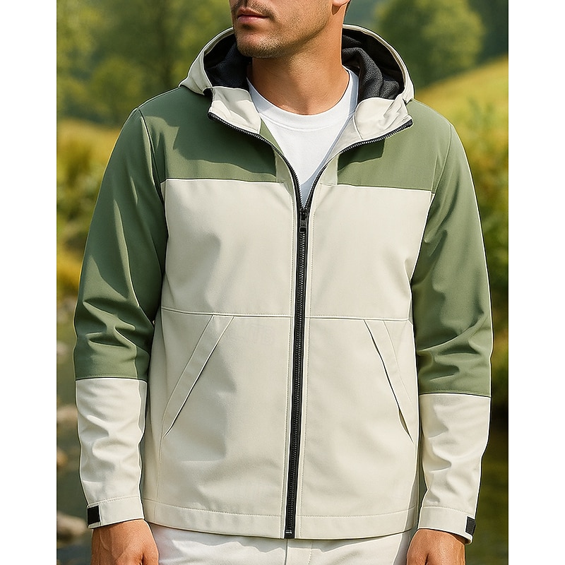 Men's Windbreaker Softshell Jacket Hiking Jacket Outdoor Waterproof Windproof Hiking Outfits Hiking Clothes Spring Autumn / Fall Top Fishing Camping / Hiking / Caving Running Patchwork White Red3