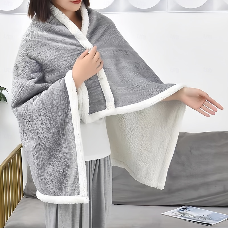 Winter Cashmere Office Nap Shawl Blanket Wearable Cloak Lazy Blanket Thickened Leg Covering Small Blanket4
