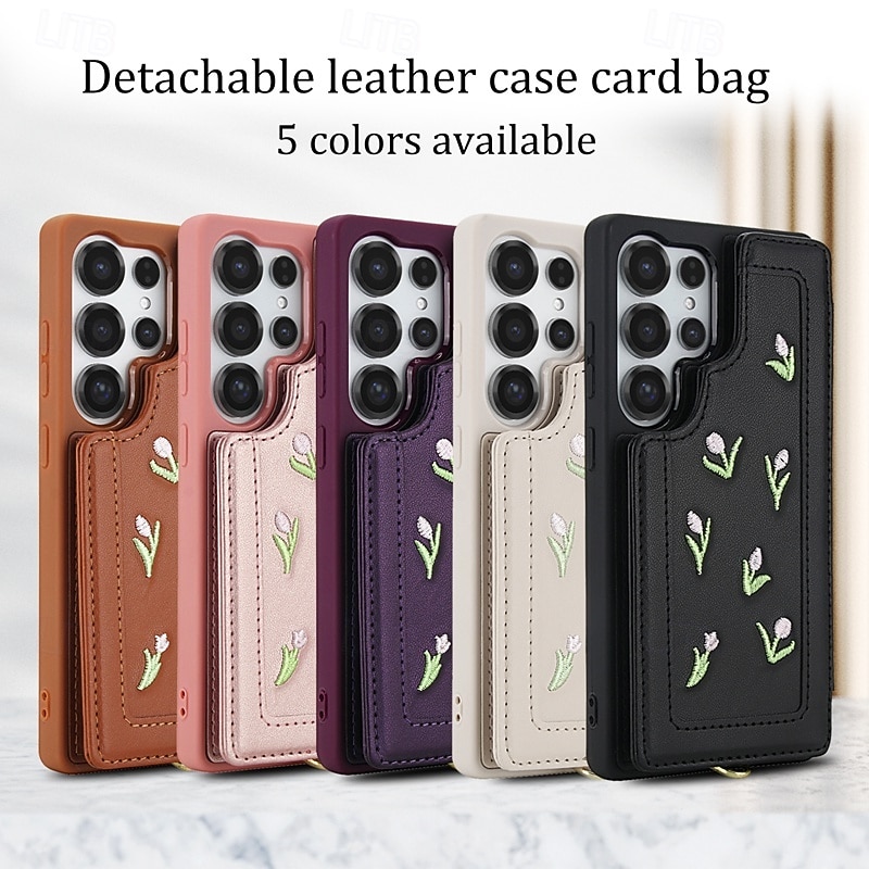 Phone Case For Samsung Galaxy S25 S24 S23 Ultra Plus A56 A36 A16 A55 5G A35 5G A15 A14 Back Cover with Lanyard Kickstand Card Slot Retro Flower Floral TPU PU Leather