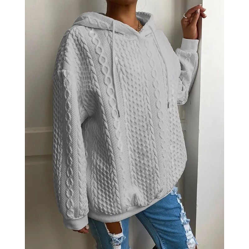 Women's Pullover Hoodie Sweatshirt Plain Sports Fashion Casual Long Sleeve Hooded Regular Tops Street Dailywear Blue Gray Fall Winter4