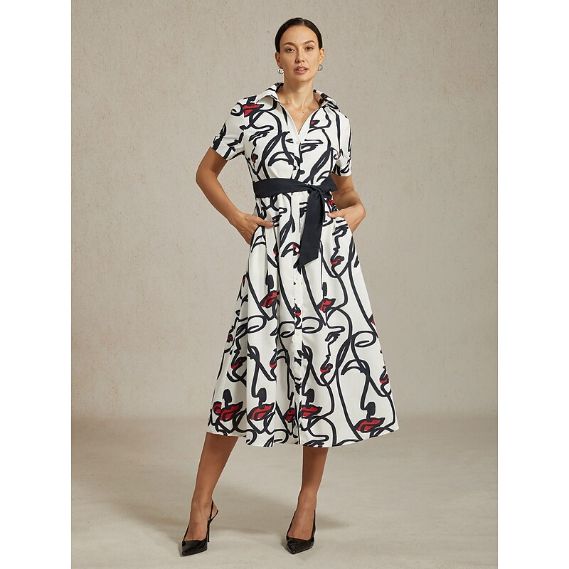 Women's Maxi Dress Shirt Abstract Face Art Short Sleeve Casual Vacation Spring Summer4