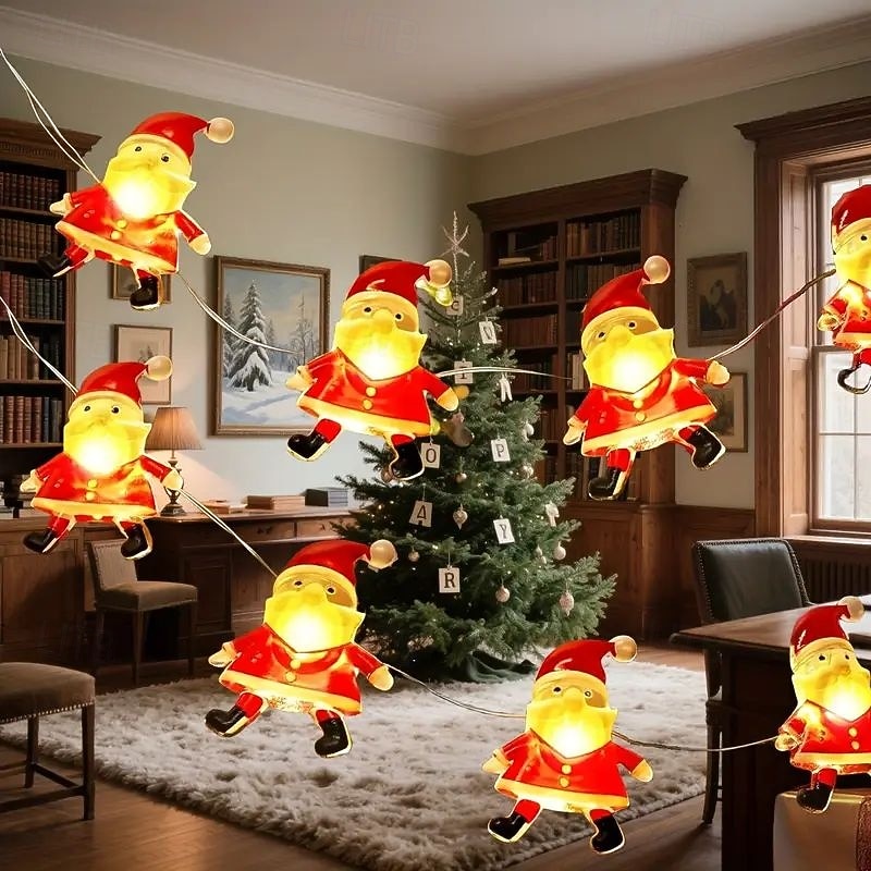 Christmas Snowman Old Man Elk Fairytale String Lights 2m 20LED 3m 30LED Battery Powered Mushroom Lights New Year Party Holiday Home Bedroom Christmas Tree Decoration Garland Lights