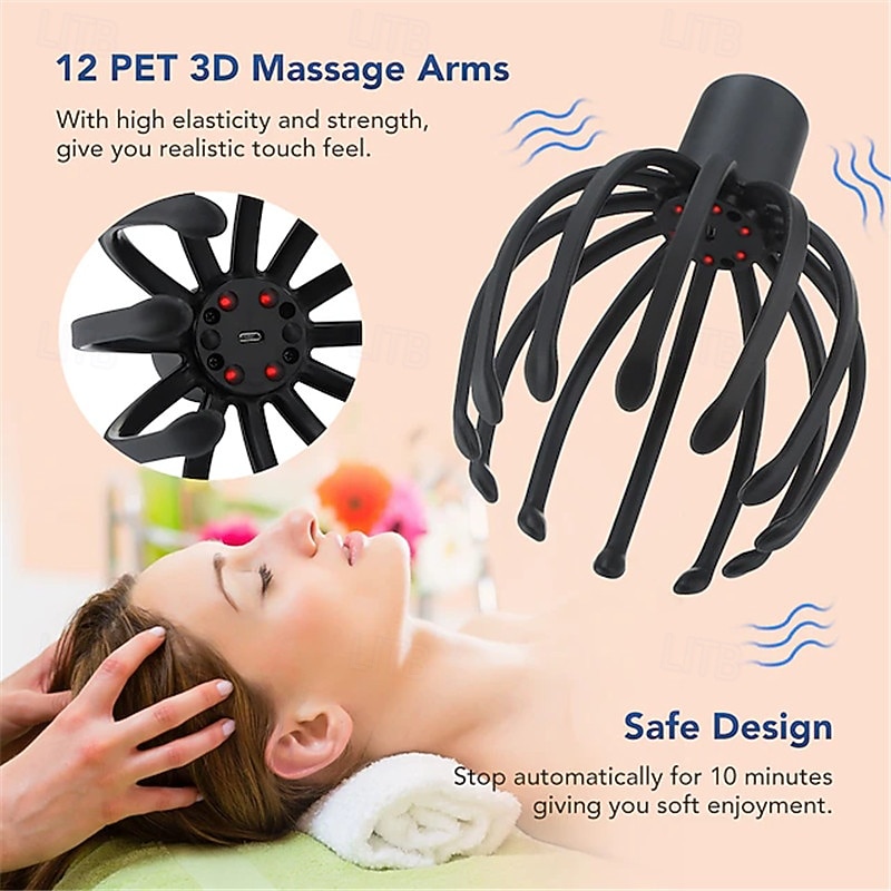 Electric Octopus Claw Scalp Massager Stress Relief Head Scratcher Relief Hair Stimulation Head Massager Health Care2