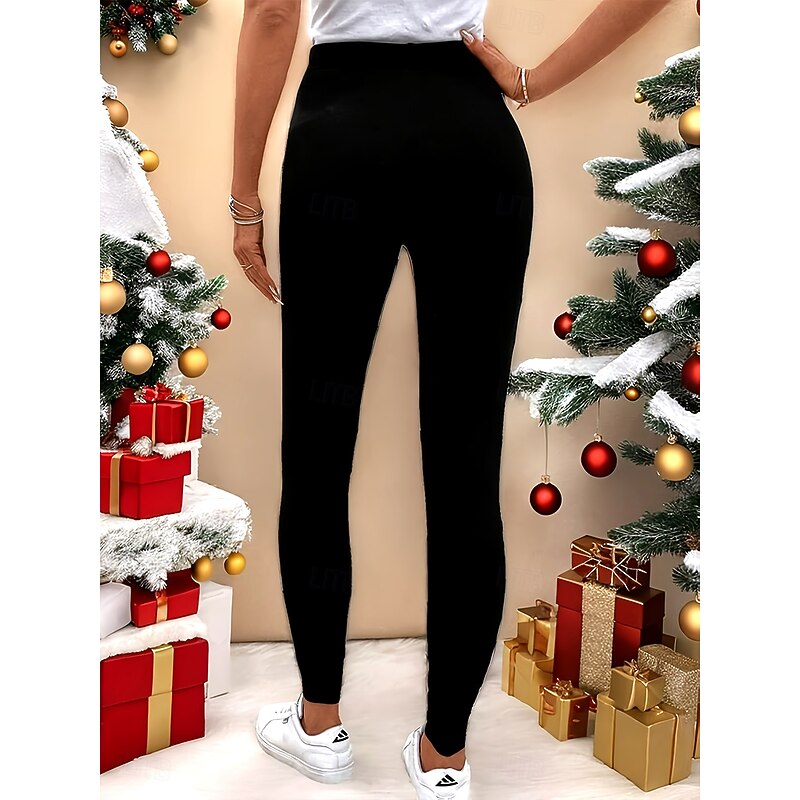 Women's Leggings Vacation Vintage Fashion Full Length High WaistPantsUgly Christmas Graphic Santa Claus Christmas Printing Soft Breathable High Elasticity Vacation Street Causal Black Fall Winter3