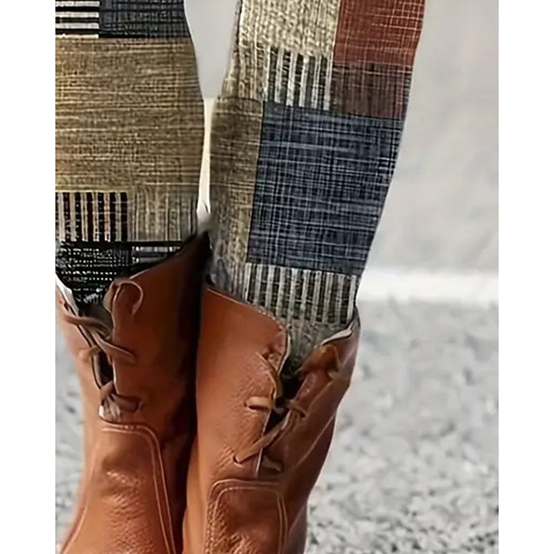 Women's Chinos Leggings Cozy Leggings Vacation Basic Casual Full Length High Waist Plaid Printing Thermal Warm Comfortable Stretchy Vacation Casual Daily Khaki Fall Winter Slim Fit3