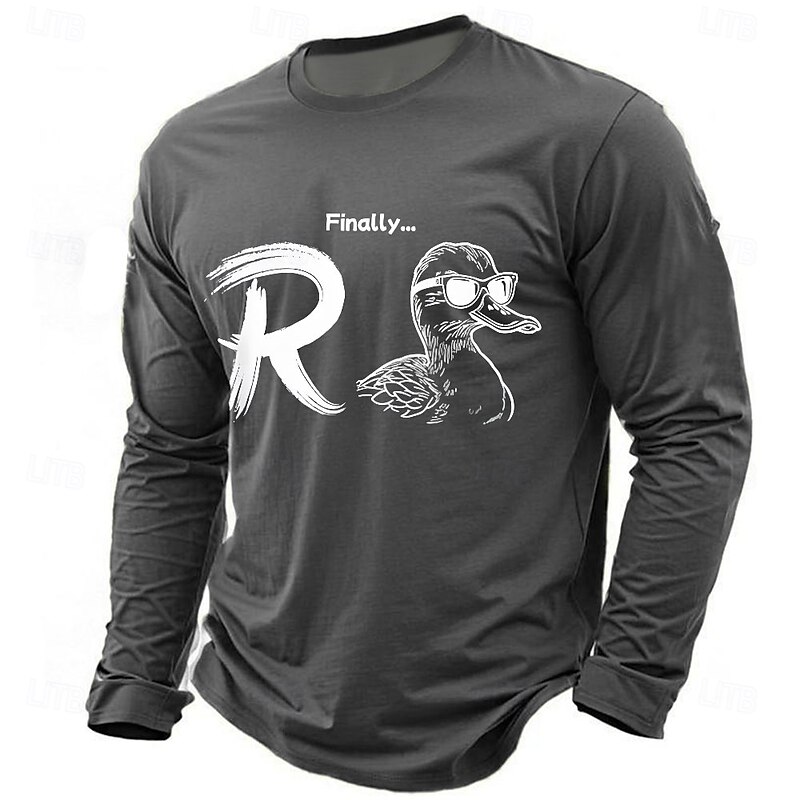 Men's R-Duck Funny Slang T Shirt Long Sleeve T shirt 3D Print Crew Neck Shirt Fashion Daily Basic Street Casual Daily Black Blue Green Summer Spring Clothing Apparel S M L XL XXL XXXL3