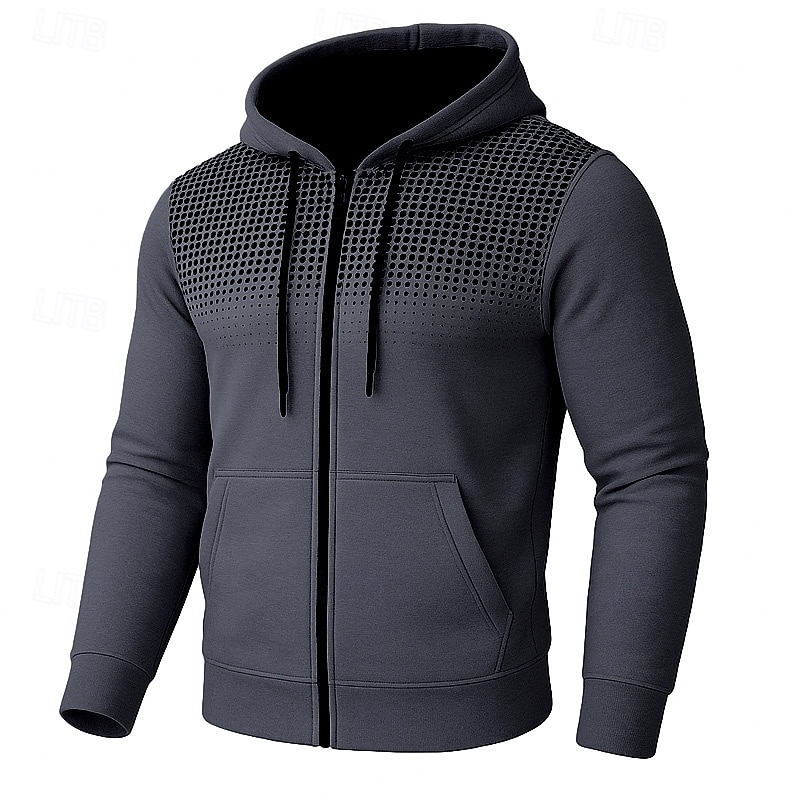 Men's Hoodie Full Zip Hoodie Fleece Hoodie Fleece lined Hoodie Black White Red Blue Dark Gray Hooded Plain Color Block Sports & Outdoor Casual Daily Streetwear Cool Sportswear Winter Clothing Apparel4