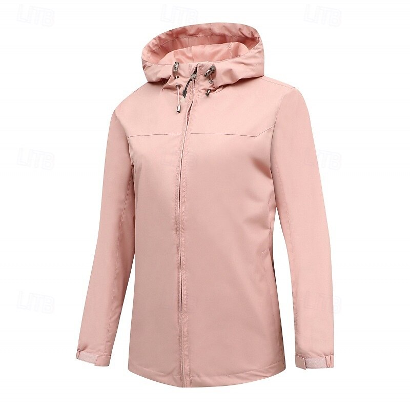 Women's Winter Coat Hoodie Jacket Warm Comfortable Zipper Pocket Casual Plain Outdoor Vacation Casual Daily Wear Regular Hooded Regular Fit Long Sleeve Outerwear Light Blue Black White Spring Fall2