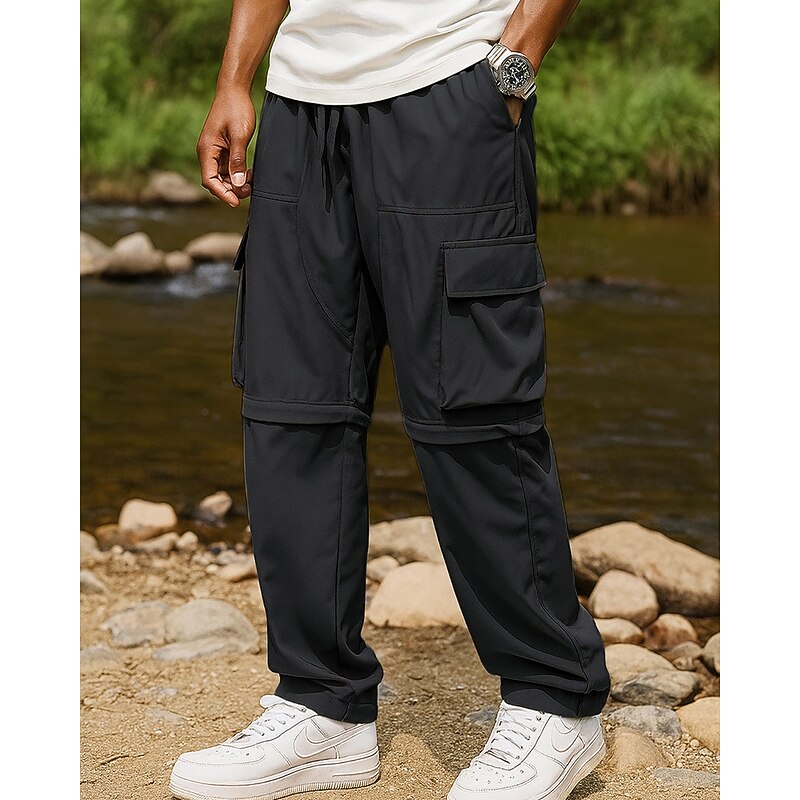 Men's Cargo Pants Convertible Zip Off Pants Hiking Pants Trousers Softshell Pants Outdoor Regular Fit Quick Dry Bottoms Pocket Elastic Waist Black Army Green Camping / Hiking Running S M L XL XXL4