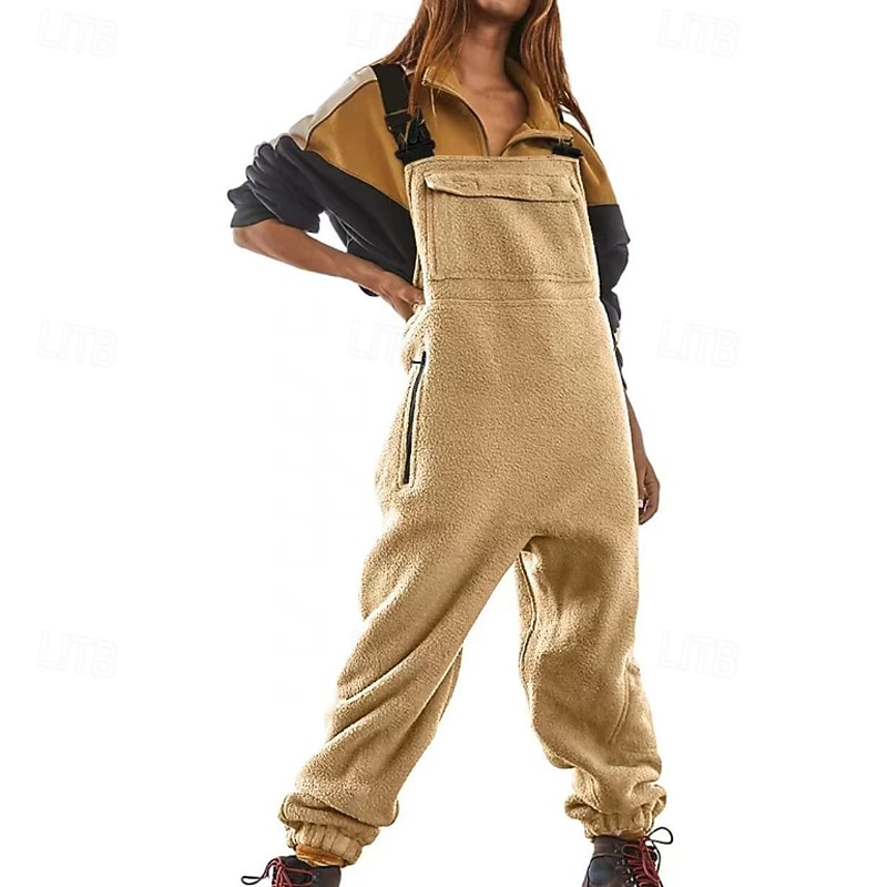 Women's Normal Jumpsuit Active Solid Color Sleeveless U Neck Pocket Buttons Vacation Daily Regular Fit Black Army Green Navy Blue Fall2