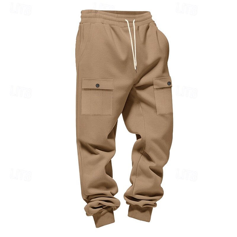 Men's Cargo Sweatpants Sweatpants Joggers Trousers Drawstring Pocket Elastic Waist Plain Comfort Sports Outdoor Daily Fashion Casual Black White Micro-elastic3