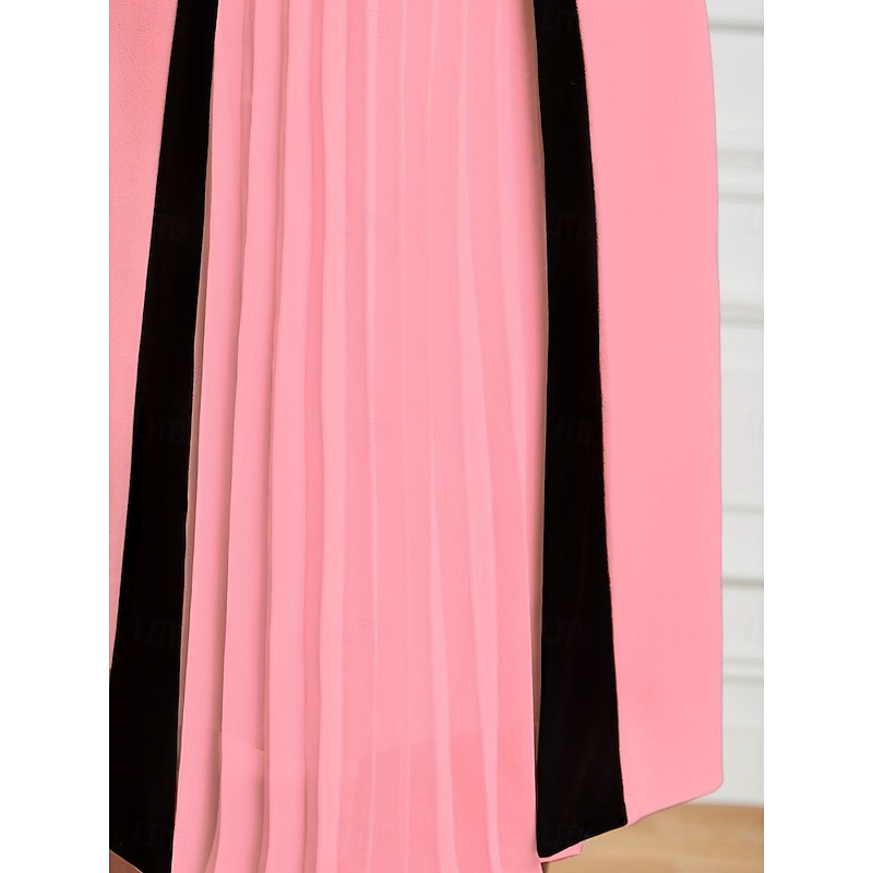 Women's Midi Dress A Line Dress Work Dresses Semi Formal Office Regular Fit Plain 3/4 Length Sleeve Crew Neck Black Pink Red Khaki Spring Fall4