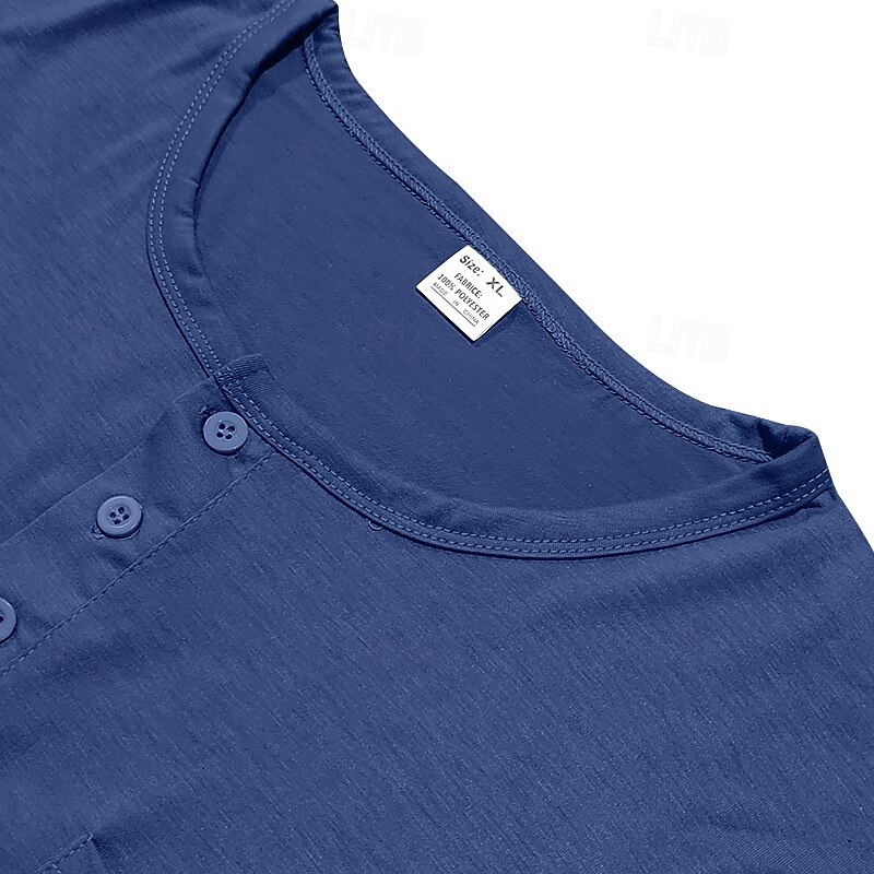 Men's Henley Shirt Tee Henley Top Long Sleeve Solid Color Plain Fashion Designer Casual Pocket Buttons Henley Outdoor Casual Daily Spring Fall All Seasons Black White Blue Henley T-Shirt3