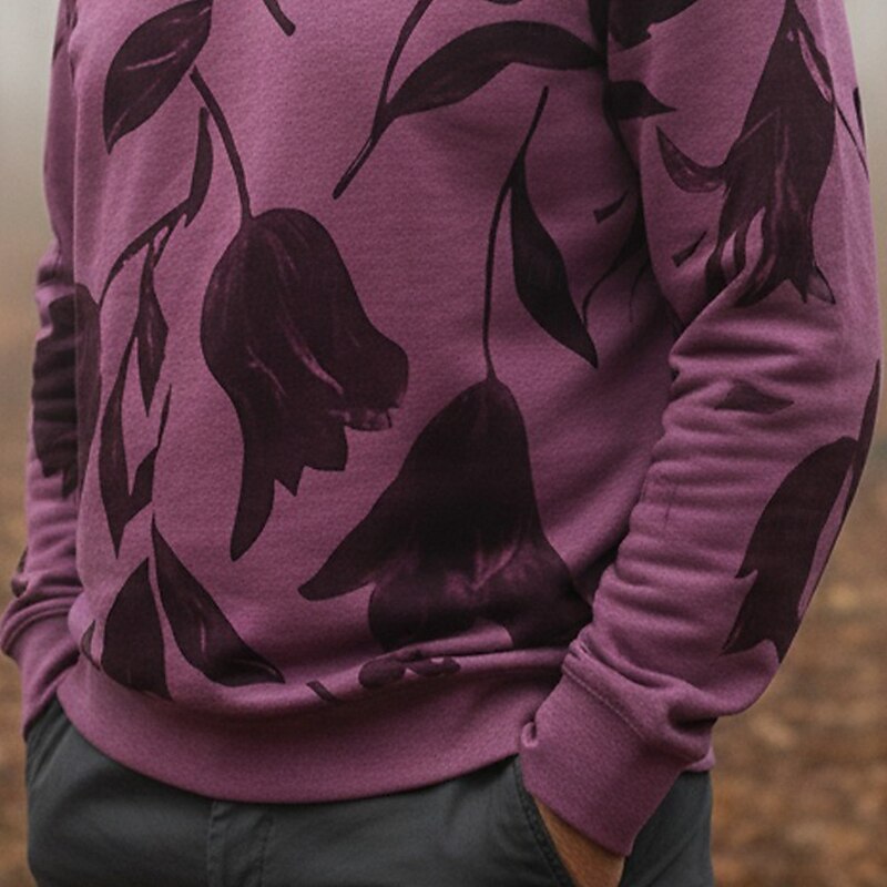 Men's Printing Flower / Plants Sweatshirt Sweatshirts Long Sleeve Sweatshirt Crewneck Vintage Retro Print Holiday Going out Festival Print Fall Winter3