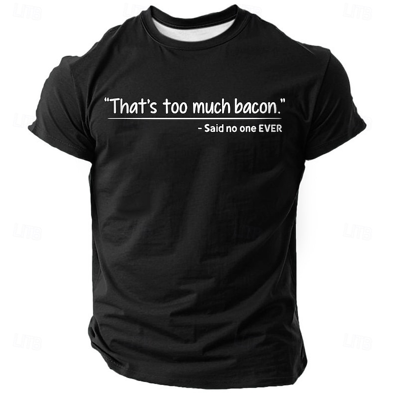 Men's Funny Bacon Slang T Shirt Short Sleeve T shirt 3D Print Crew Neck Shirt Fashion Daily Street Daily Black White Blue Summer Spring Clothing Apparel S M L XL XXL XXXL4