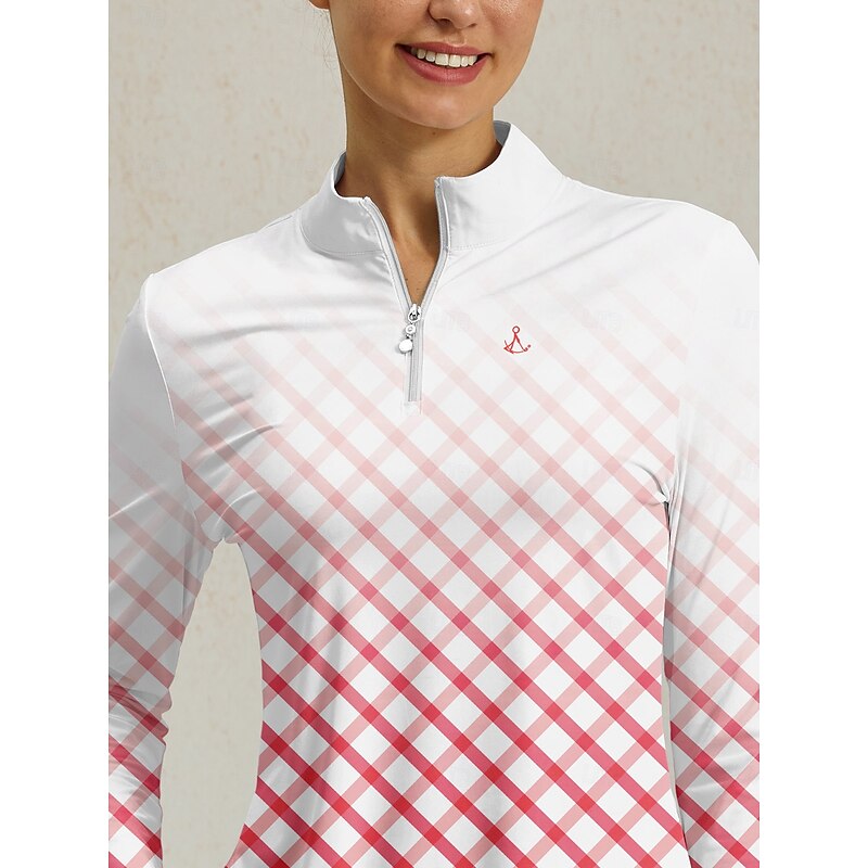 Women's Golf Polo Shirt Yan pink Long Sleeve Top Ladies Golf Attire Clothes Outfits Wear Apparel3