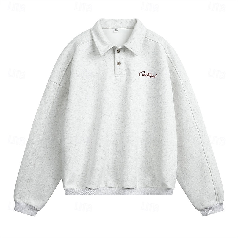 Men's Sweatshirt Black White Gray Lapel Plain Sports & Outdoor Daily Holiday Polyester Streetwear Basic Casual Spring Fall Clothing Apparel Hoodies Sweatshirts4