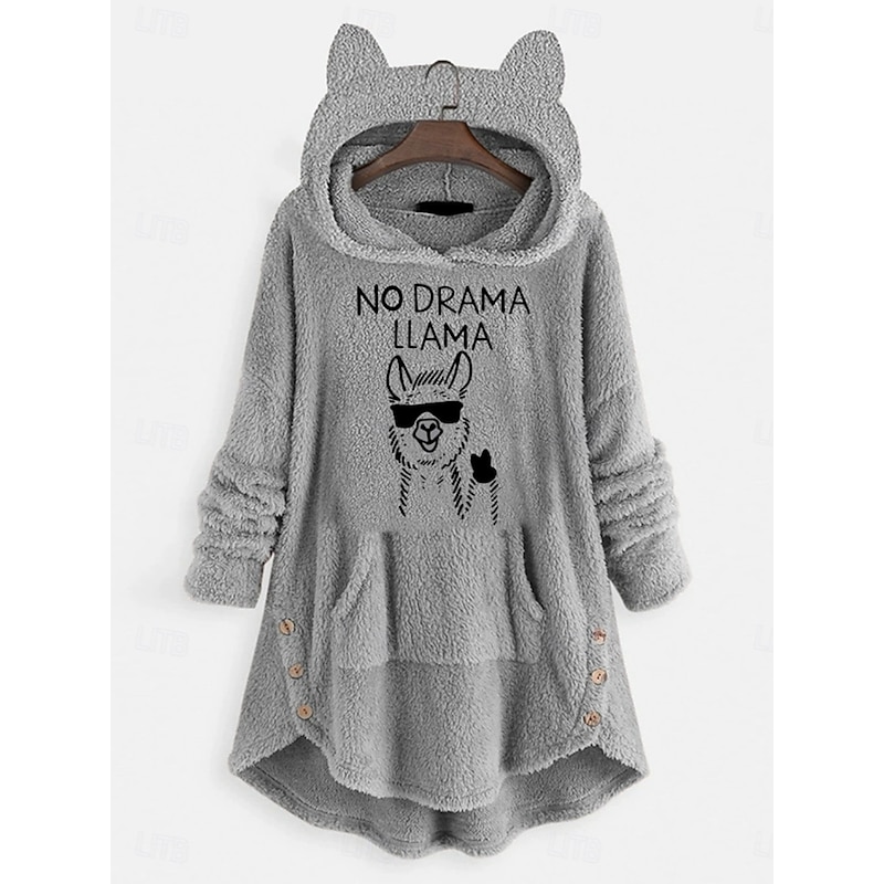 Women's Pullover Hoodie Sweatshirt Animal Casual Long Sleeve Hooded Long Tops Street Dailywear Casual Pink Wine Dark Pink Red Dark Gray Fall Winter4