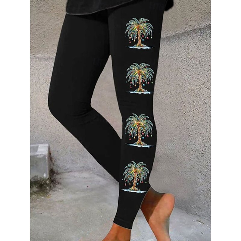 Women's Leggings Vacation Vintage Fashion Full Length High WaistPantsUgly Christmas Graphic Christmas Printing Thermal Warm Soft Breathable Stretchy Outdoor Vacation Street Black White Red Green Fall