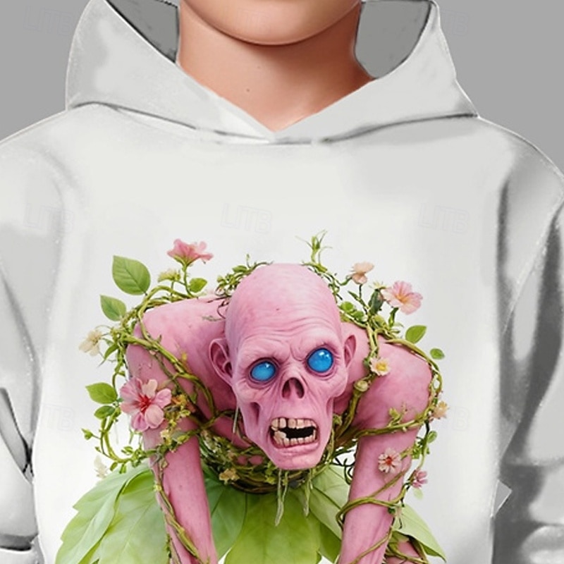 Halloween Boys' 3D Graphic Hoodie Long Sleeve Spring Fall Fashion Streetwear Kids 4-12 Years Hooded Outdoor Casual Daily Regular Fit2