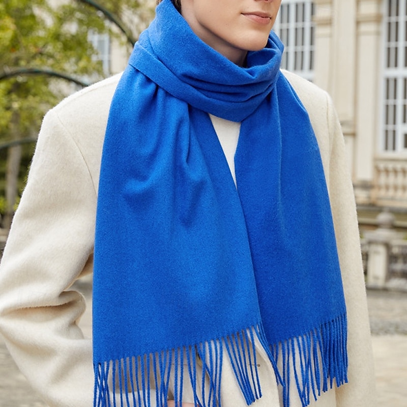 Women's Rectangle Scarf Infinity Scarf Street Holiday Blue Scarf Pure Color3