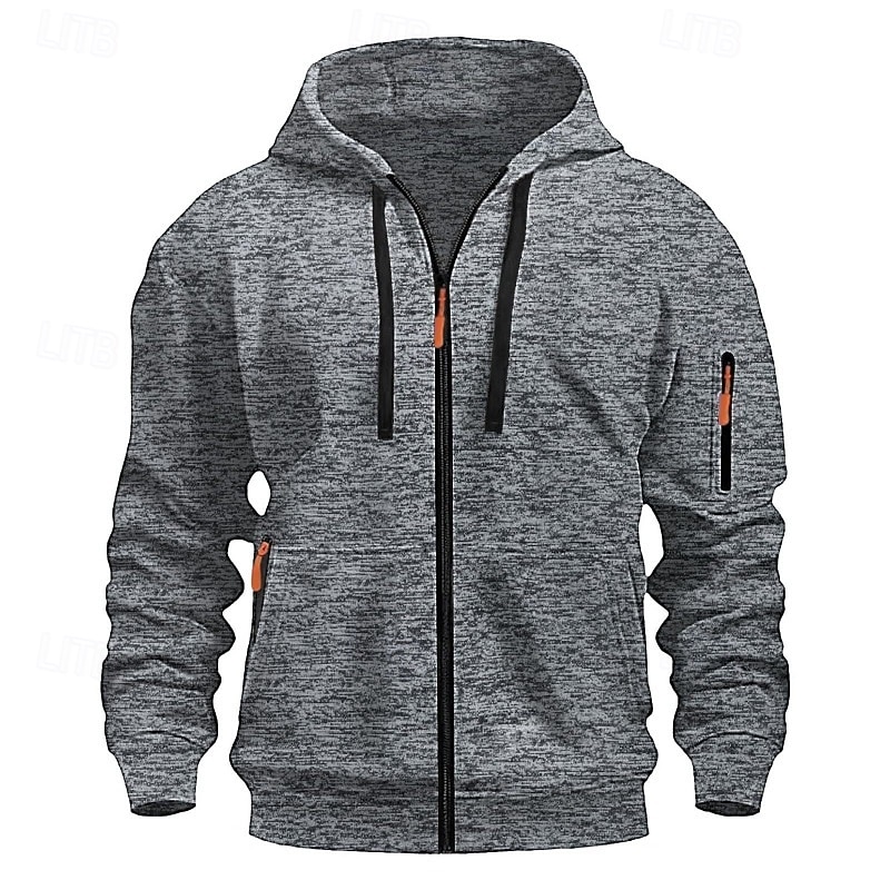 Men's Hoodie Full Zip Hoodie Fleece Hoodie Tactical Hoodie Burgundy Navy Blue Brown Light Grey Dark Gray Hooded Plain Zipper Sports & Outdoor Casual Daily Streetwear Cool Sportswear Spring &  Fall