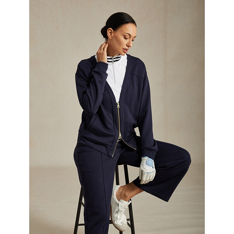 Women's Cardigan Sweater Navy Blue Long Sleeve Top Ladies Golf Attire Clothes Outfits Wear Apparel3