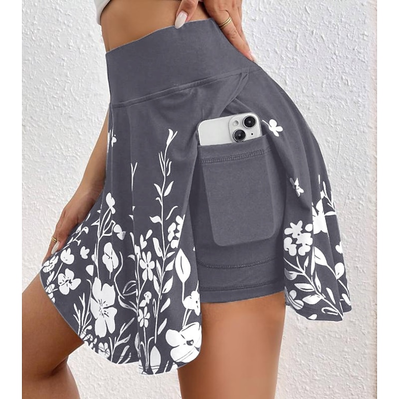 Women's Skirt A Line Fashion Casual Mini High Waist Skirts Floral Print Stretchy Street Daily Black Red Blue Purple Summer Knit Polyester3