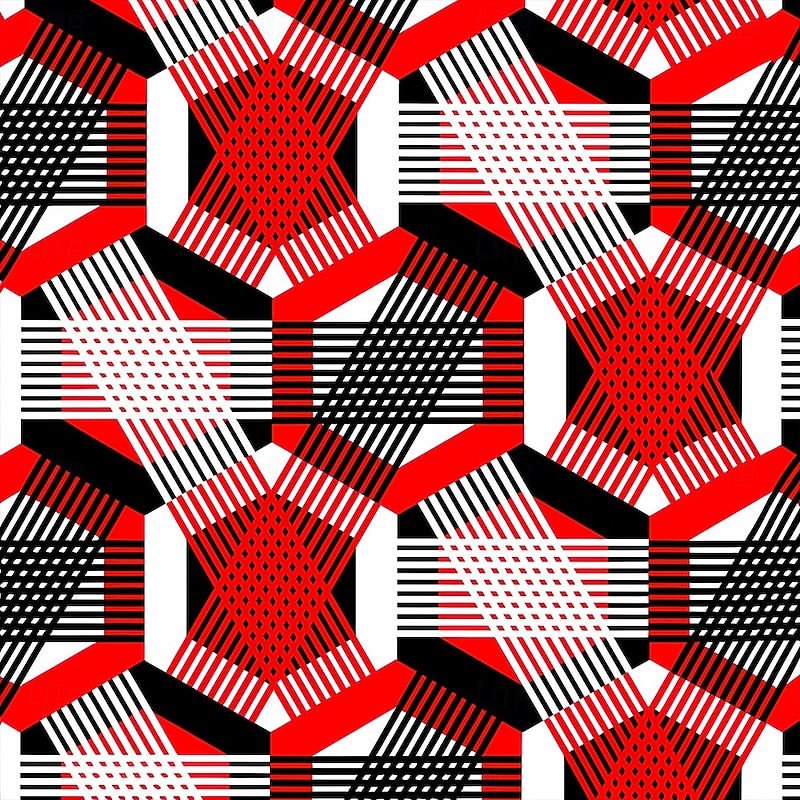 Men's Geometic Polo Long Sleeve Polo Shirts Lapel Casual Outdoor Street Athleisure Daily Wear 3D Print Buttons Spring Fall Winter Red Blue3