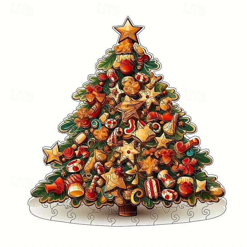 Christmas Tree Wooden Puzzle Art Animal Shaped Pieces Jigsaw Puzzles Christmas Toys With Beautiful Package Christmas Gift Home Decor Family Game4